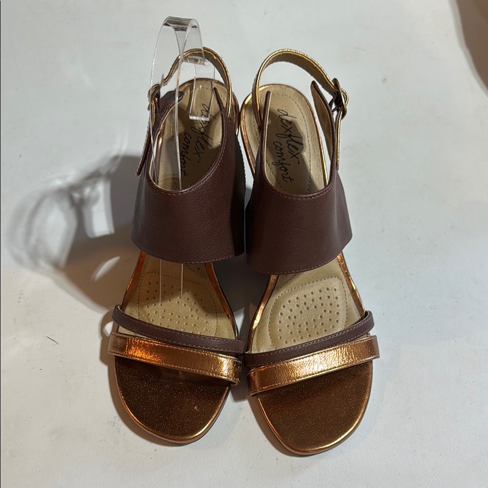 Dexflex Comfort Brown and Gold Wedged Sandals